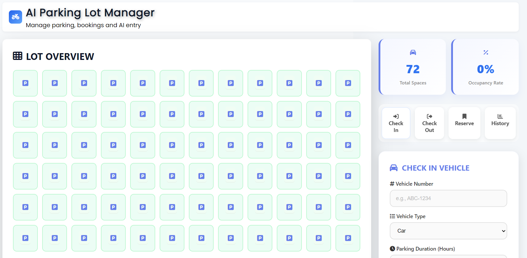 Screenshot of this Parking Slot System