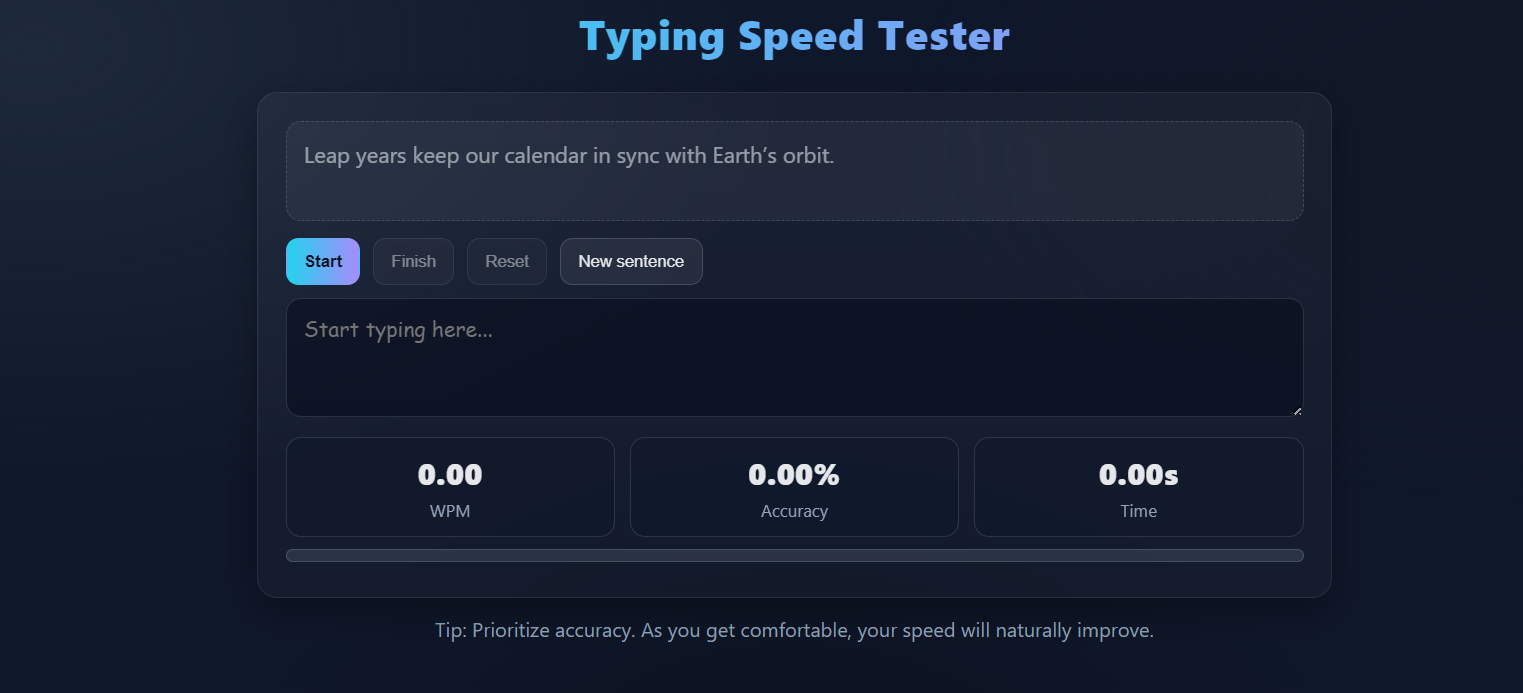 Screenshot of Typing Speed Tester